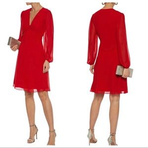 Diane Von Furstenberg Kala Twist Bodice Dress Long Sleeve Red size 6